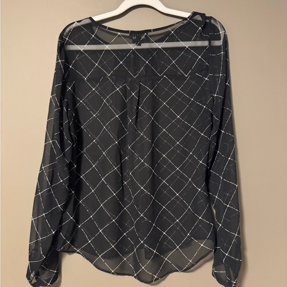 The Limited Sheer Black Blouse with White Stripes Size S - Picture 4 of 4